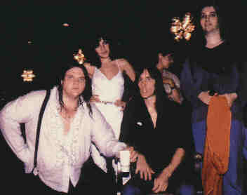 Meat Loaf, Karla DeVito, Todd Rundgren, Jim Steinman - all drenched with sweat after a show, touring Bat Out Of Hell.