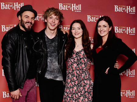 Rob Fowler, Andrew Polec, Christina Bennington, Sharon Sexton (left to right) at the Bat Out of Hell the Musical meet and greet