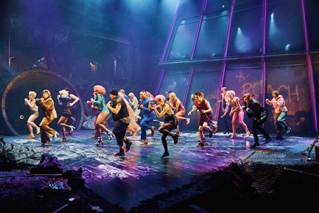 Bat Out Of Hell The Musical ensemble cast dancing on stage