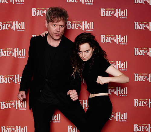 photo of Jay Scheib (director) and Emma Portner (choreographer) on the red carpet for the London premiere of Bat Out Of Hell The Musical