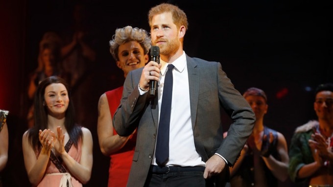 Prince Harry on stage at Bat Out Of Hell