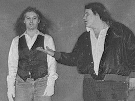 1970s era monochrome photo of Jim Steinman and Meat Loaf